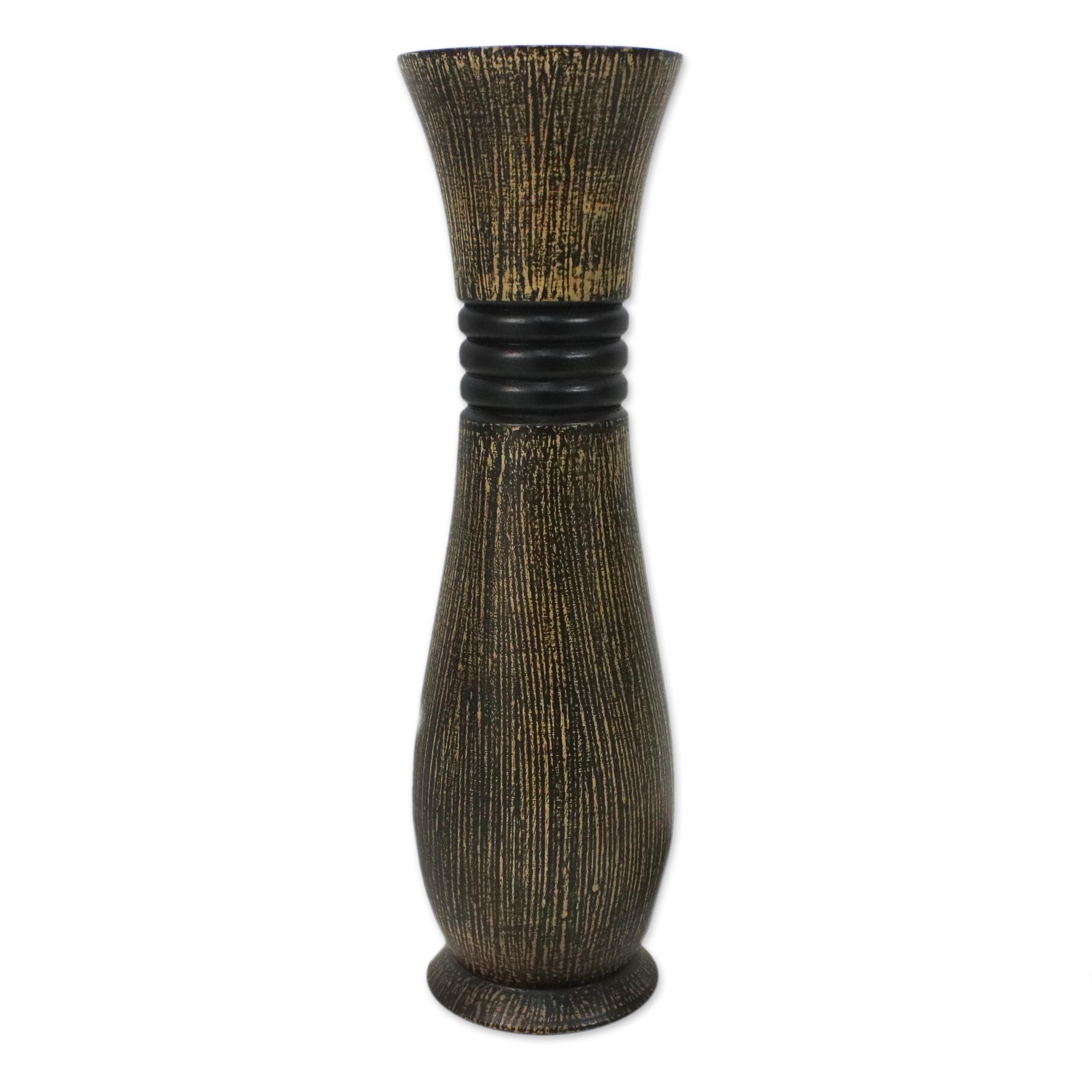 Handcrafted Mango Wood Decorative Vase from Thailand Gift of Nature