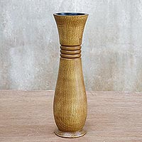 Wood decorative vase, 'Gift of Nature in Brown' - Lacquer Mango Wood Decorative Vase in Brown from Thailand