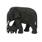 Teak wood sculpture, 'Heading Home' - Teak Wood Elephant Statuette from Thailand