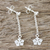 Sterling silver dangle earrings, 'Cute Blooms' - Floral Sterling Silver Chain Dangle Earrings from Thailand (image 2b) thumbail