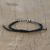Silver charm bracelet, 'Ancient Om in Black' - Black Cord Bracelet with 950 Silver Om Charm