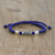 Silver pendant bracelet, 'Karen Triangle in Blue' - Hill Tribe Blue Cord Bracelet with Silver Beads