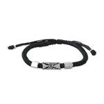 Silver pendant bracelet, 'Karen Triangle in Black' - Silver 950 and Black Braided Cord Bracelet