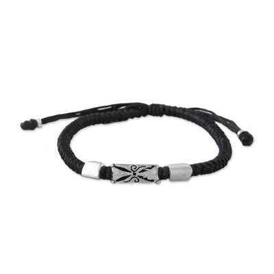 Silver 950 and Black Braided Cord Bracelet