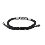 Silver pendant bracelet, 'Karen Triangle in Black' - Silver 950 and Black Braided Cord Bracelet
