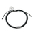 Silver accented cord bracelet, 'Daybreak' - Silver Flower Motif Peace Symbol Charm Black Cord Bracelet