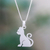 Sterling silver pendant necklace, 'Waiting for Love' - Brushed Sterling Silver Cat Pendant Necklace thumbail