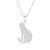 Sterling silver pendant necklace, 'Cat's Shadow' - Artisan Crafted Silver Cat Necklace with Brushed Finish (image 2d) thumbail