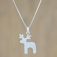 Sterling silver pendant necklace, 'Lovely Deer'