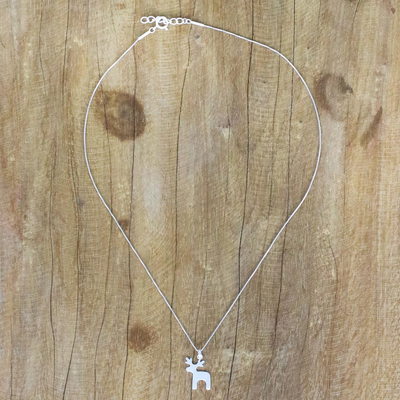 Sterling silver pendant necklace, 'Lovely Deer' - Deer Pendant Necklace in Sterling Silver