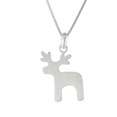 Collar colgante de plata esterlina - Collar con colgante de ciervo en plata de ley