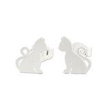 Sterling silver stud earrings, 'Waiting for Love' - Brushed Silver Cat Stud Earrings from Thai Artisan