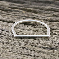 Sterling silver band ring, 'Cool Semicircle' - Simple Sterling Silver Band Ring from Thailand