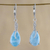 Larimar dangle earrings, 'Transcendental Sky' - Larimar Cabochon and CZ Dangle Earrings thumbail