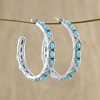 Turquoise half-hoop earrings, 'Nautical Notions'