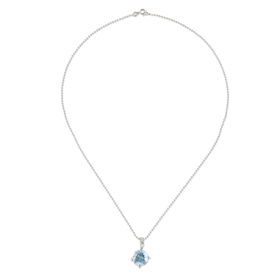 Blue topaz pendant necklace, 'Blue Brilliance' - Circular Faceted Topaz Pendant Necklace from Thailand
