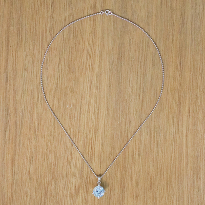 Collar con colgante de topacio azul - Collar con colgante circular de topacio facetado de Tailandia