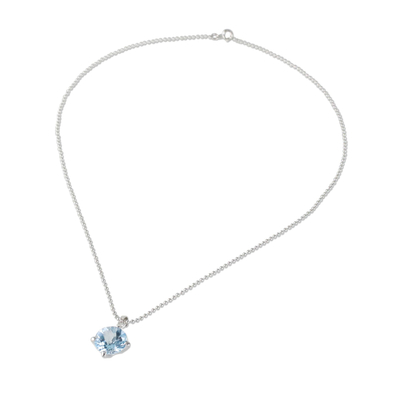 Blue topaz pendant necklace, 'Blue Brilliance' - Circular Faceted Topaz Pendant Necklace from Thailand