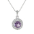 Amethyst pendant necklace, 'Violet Sparkle' - Circular Amethyst and CZ Pendant Necklace from Thailand