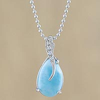 Featured review for Larimar pendant necklace, Cradled Drop