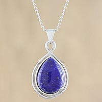 Lapis lazuli pendant necklace, Glamorous Twist