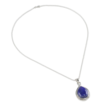 Collar con colgante de lapislázuli - Collar con colgante de lapislázuli en forma de gota de Tailandia