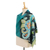 Batik cotton shawl, 'Sunset Garden' - 100% Batik Cotton Shawl with Flower and Hand Stitched Edge