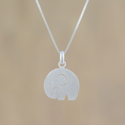 Sterling silver pendant necklace, 'Elephant Cutie' - Openwork Sterling Silver Elephant Necklace from Thailand