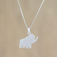 Sterling silver pendant necklace, 'Elephant Cheer'