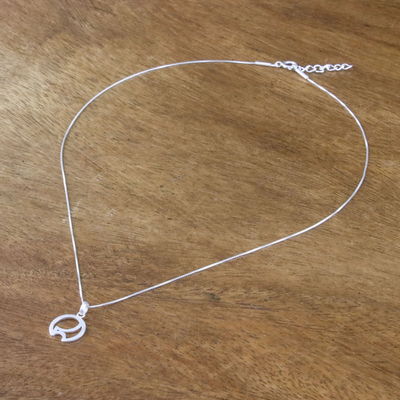 Sterling silver pendant necklace, 'Cute Curves' - Brushed Sterling Silver Pendant Necklace from Thailand