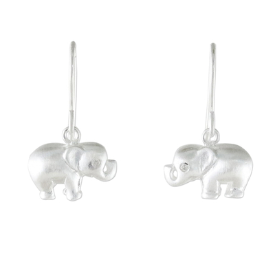 Sterling silver dangle earrings, 'Gleaming Cuties' - Gleaming Sterling Silver Elephant Earrings from Thailand
