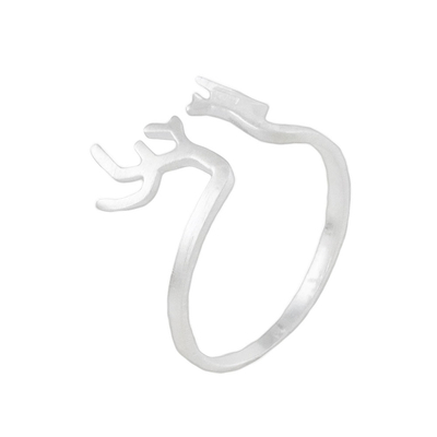 Sterling silver wrap ring, 'Antler Charm' - Satin Finish Sterling Silver Antler Ring from Thailand
