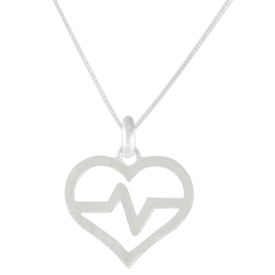 Sterling silver pendant necklace, 'My Beating Heart' - Heart-Shaped Sterling Silver Pendant Necklace from Thailand