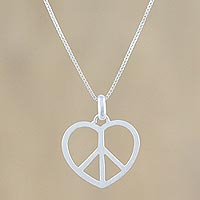Sterling silver pendant necklace, 'Heart at Peace'