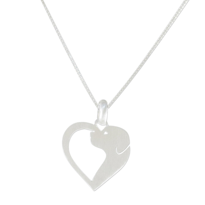 Sterling silver pendant necklace, 'Soul of a Puppy' - Dog Heart Sterling Silver Pendant Necklace from Thailand