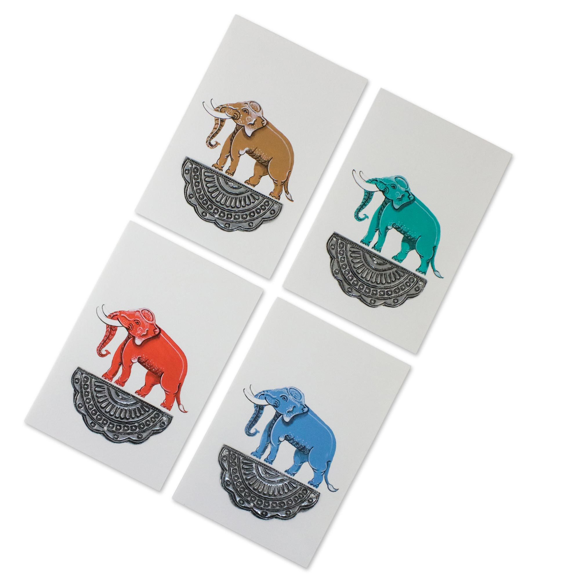 Handmade Elephant Greeting Cards from Thailand (Set of 4) Good Luck