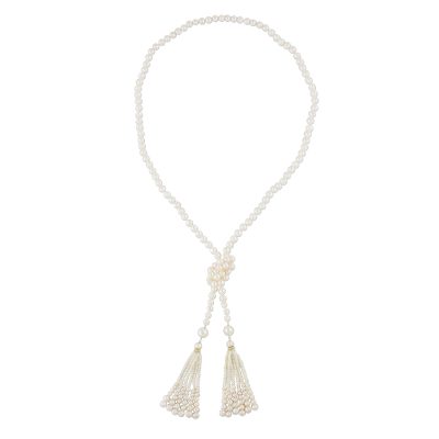 Gold plated cultured pearl wrap necklace, 'Wrapped in Splendor' - Long Wrap Necklace Crafted from Cultured Pearls
