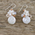 Cultured pearl dangle earrings, 'Night Glamour in White' - Cultured Pearl and Glass Dangle Earrings from Thailand (image 2b) thumbail