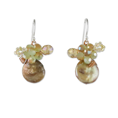 Cultured Pearl Cluster Dangle Earrings from Thailand