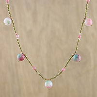 Quartz beaded necklace, 'Fresh Blossoms'