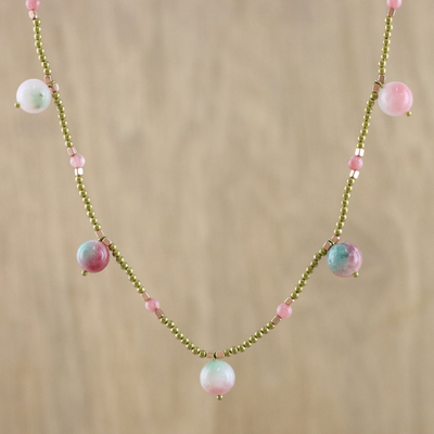 Quartz beaded necklace, 'Fresh Blossoms' - Quartz Beaded Necklace from Thailand