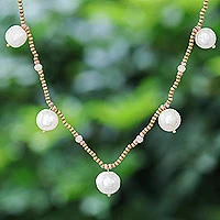 Cultured pearl station necklace, 'Fresh Blossoms'