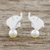 Cultured pearl button earrings, 'Pure Elephants' - Cultured Pearl Elephant Button Earrings from Thailand (image 2) thumbail