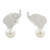 Cultured pearl button earrings, 'Pure Elephants' - Cultured Pearl Elephant Button Earrings from Thailand thumbail