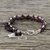 Garnet beaded charm bracelet, 'Double Treasure' - Hill Tribe Silver and Garnet Beaded Bracelet