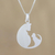 Sterling silver pendant necklace, 'Feline Love' - Sterling Silver Pendant Necklace of Two Cats from Thailand thumbail