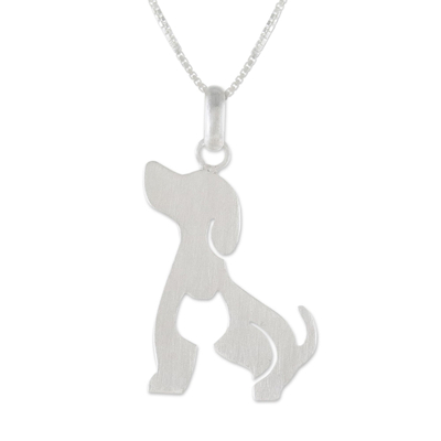 Dog and Cat Sterling Silver Pendant Necklace from Thailand