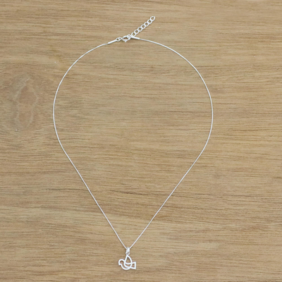 Sterling silver pendant necklace, 'Flying Start' - Dove Sterling Silver Pendant Necklace from Thailand