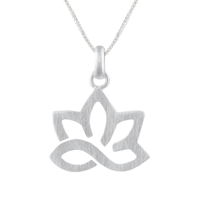 Lotus Flower Sterling Silver Pendant Necklace from Thailand