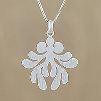 Sterling silver pendant necklace, 'Symmetric Fern'